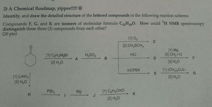 Identify the lettered compounds in the following reaction scheme.