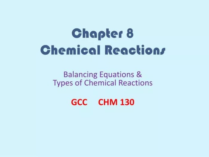 Chapter 8 review chemical equations and reactions